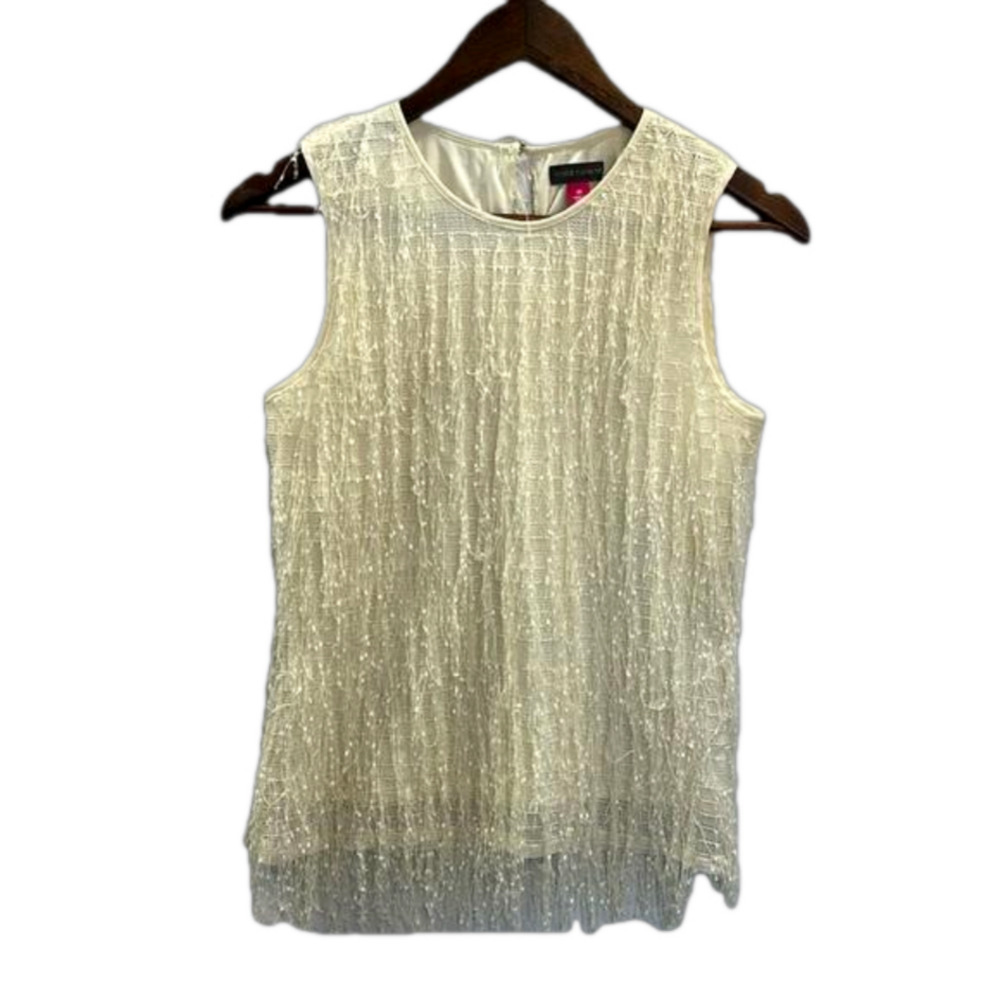 Vince Camuto All Fringe Sleeveless Party Shimmer Tank